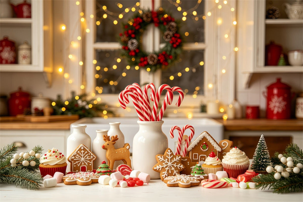 Décor De Cuisine De Noël Décoration En Pain D'Épice De La Boulangerie Candy Décors Photographiques De Noël GQ68-56