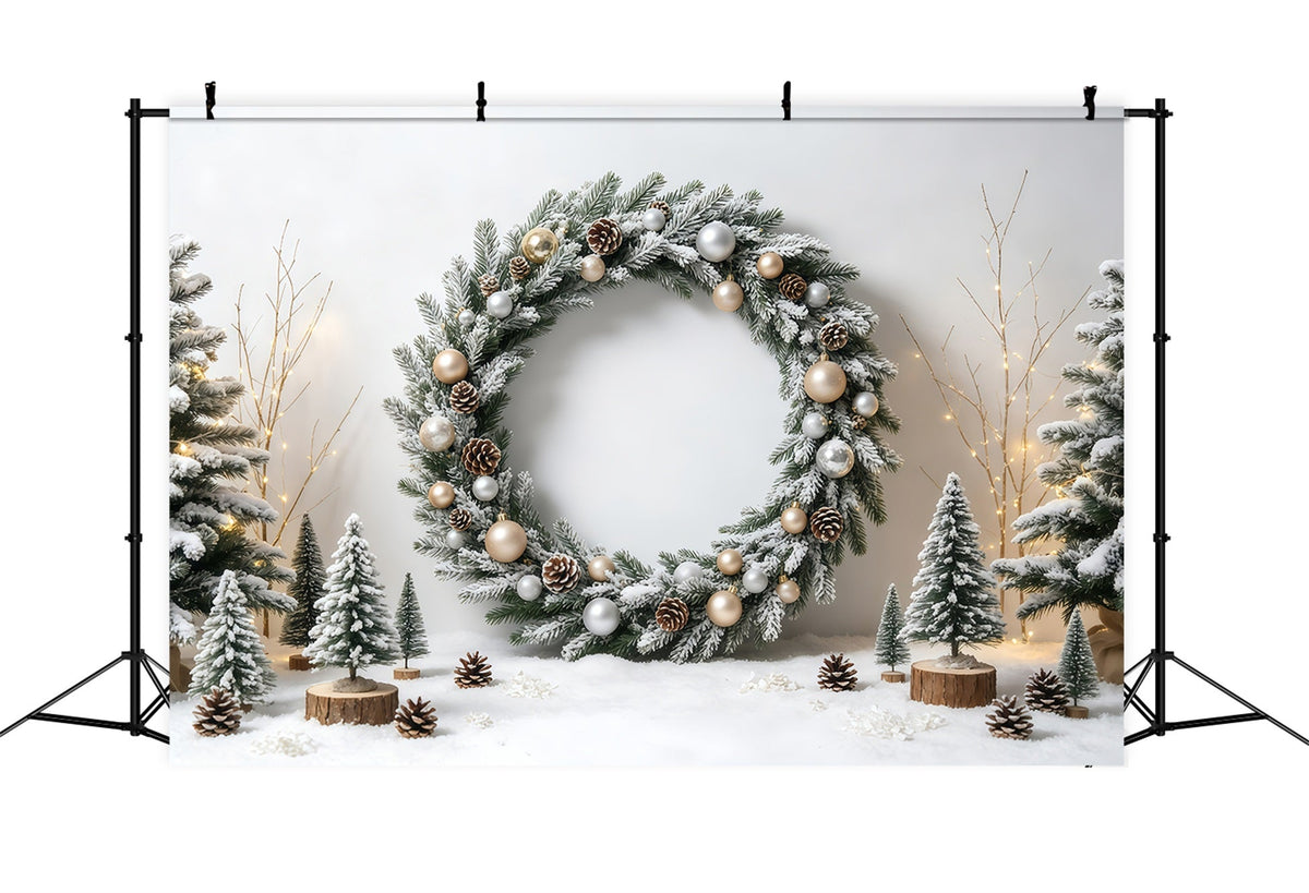 Fond De Couronne De Noël Arche D'Hiver Givrée Décors Muraux De Noël GQ68-58