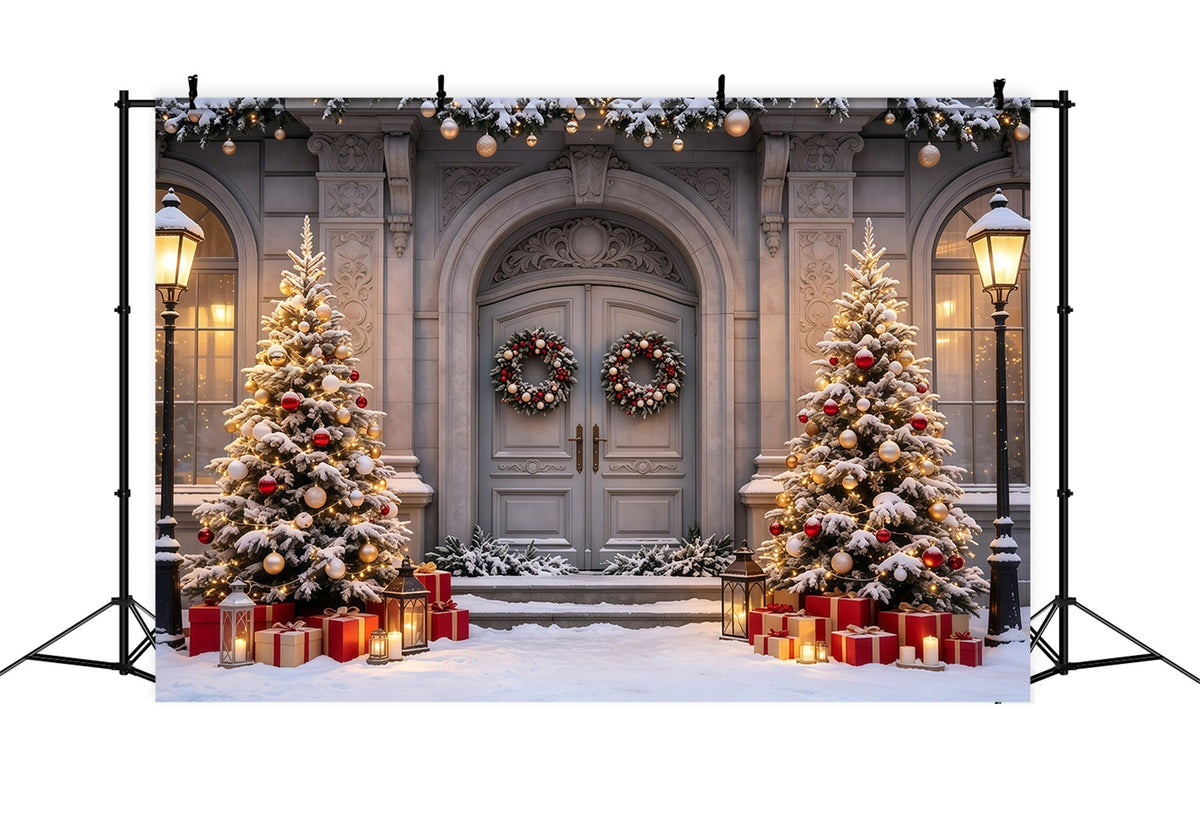 Décor De Maison De Noël Arbres Enneigés À L'Entrée Du Manoir Décor De Noël Intérieur GQ68-61