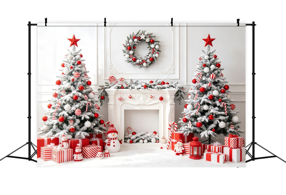 Fond Blanc De Noël Cheminée De L'Arbre À Bonbons Fond Photo De Noël GQ68-63