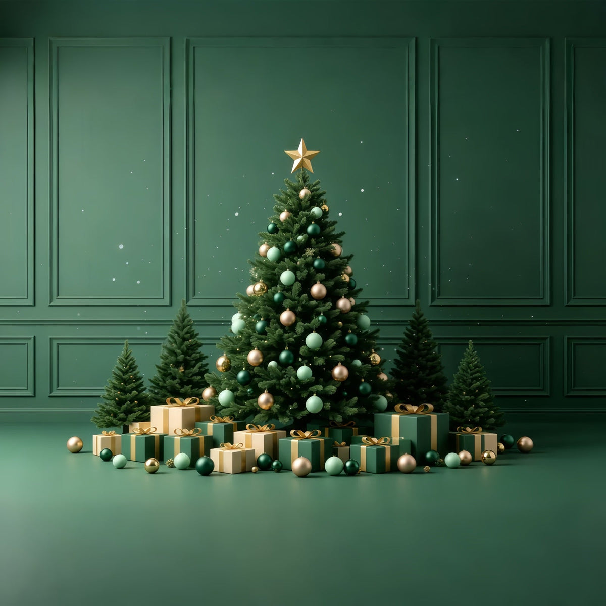 Fond Vert De Noël Présentoir À Cadeaux Emerald Tree Fond Mural De Noël GQ68-73