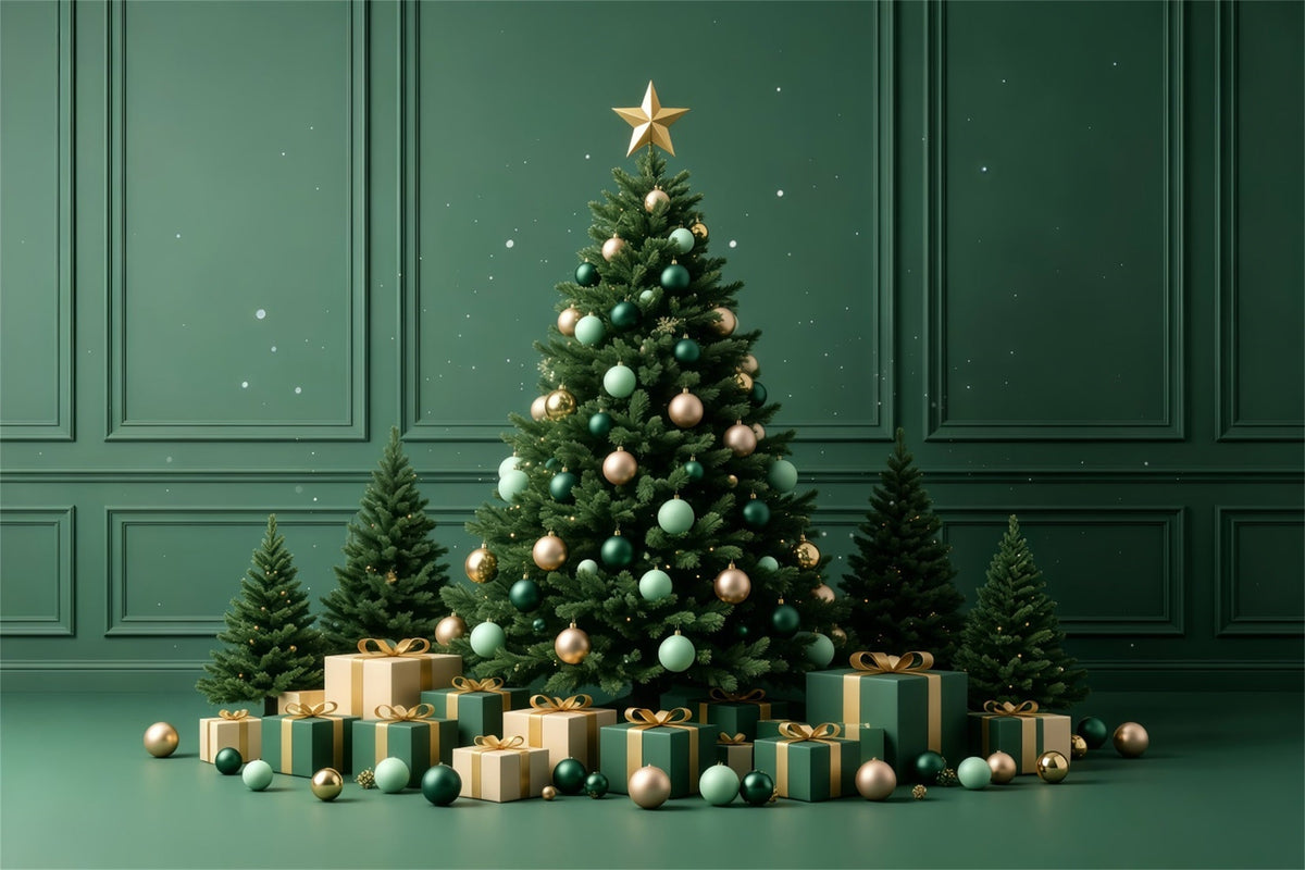 Fond Vert De Noël Présentoir À Cadeaux Emerald Tree Fond Mural De Noël GQ68-73