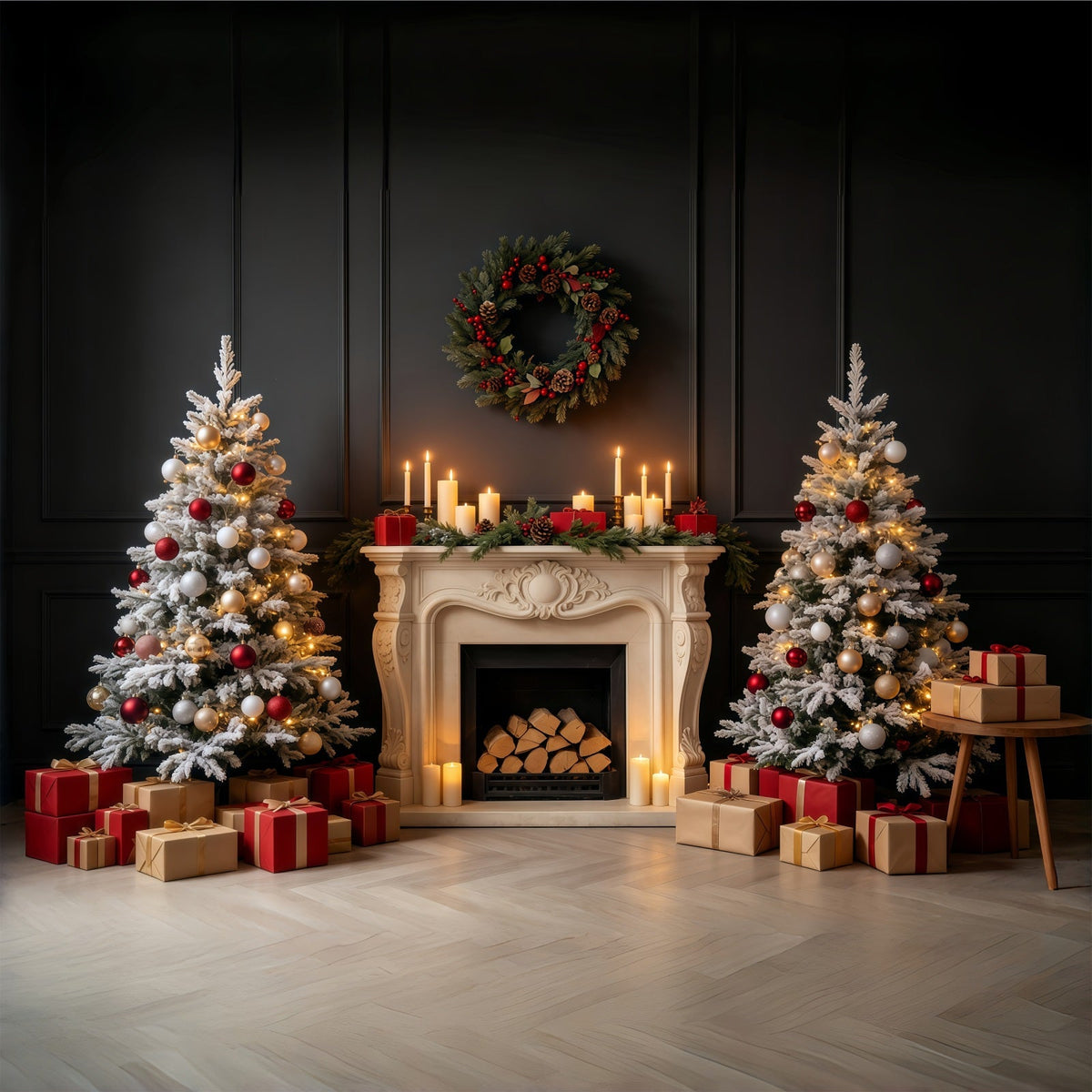 Décor De Noël Vintage Lueur Sombre Du Manteau De Cheminée Décors De Noël Professionnels GQ68-84