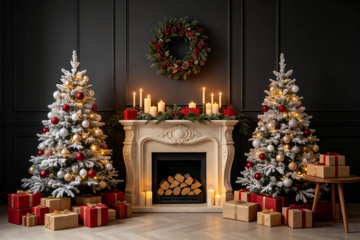 Décor De Noël Vintage Lueur Sombre Du Manteau De Cheminée Décors De Noël Professionnels GQ68-84