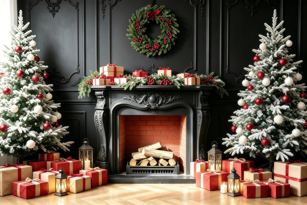 Décor De Cheminée Pour Noël Cadeau Pour Arbre À Cheminée Noir Décors Photo De Noël GQ68-94