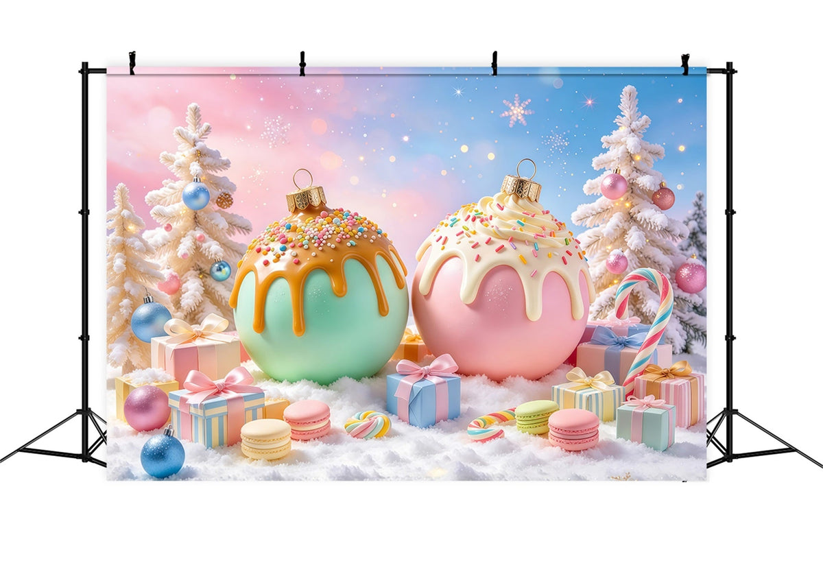 Fond De Noël Histoire De Noël Ornements Bonbons Rose Vert GQ69-100