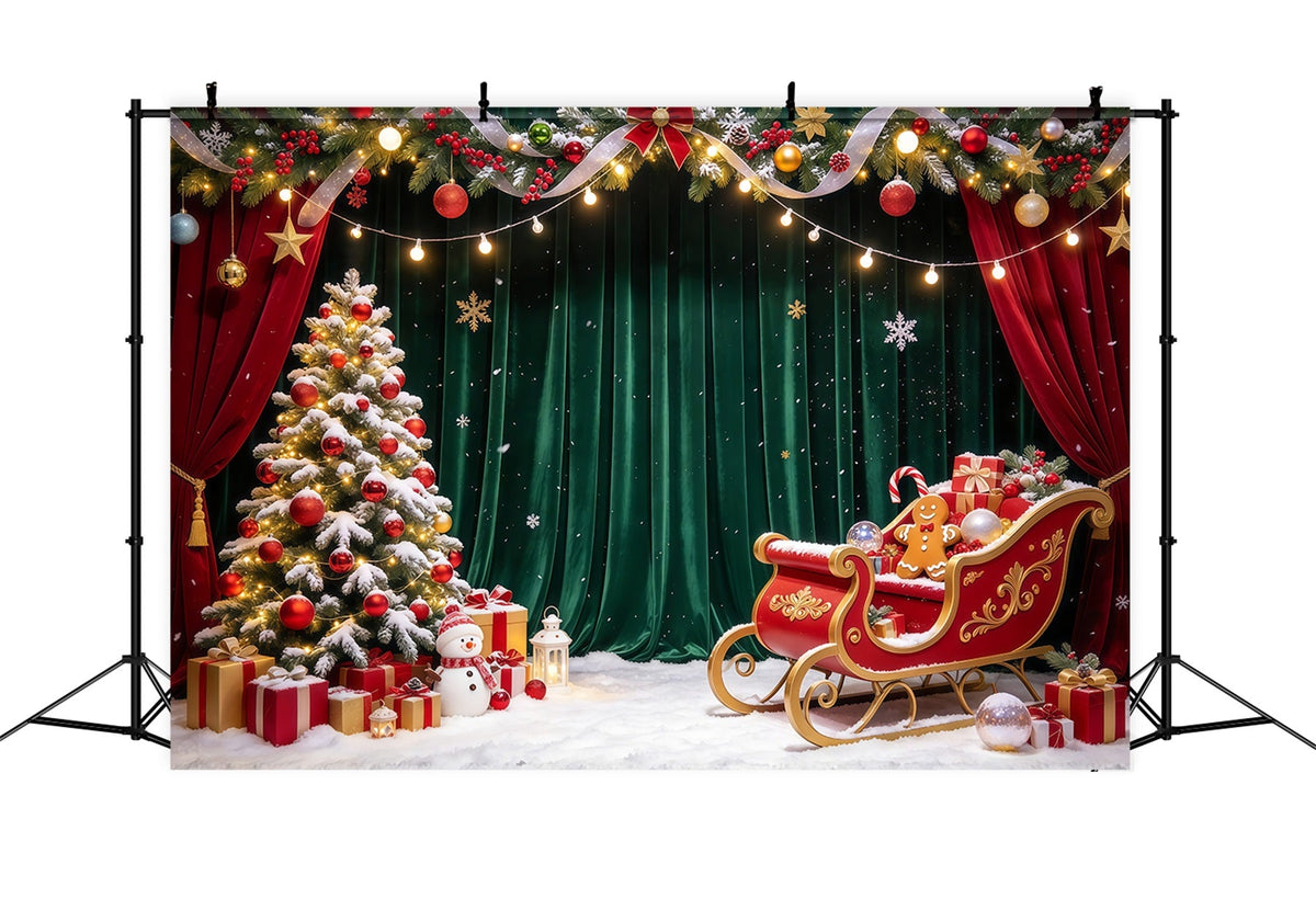 Fond Photo De Noël Traîneau Velours Cadeaux Vertical GQ69-104