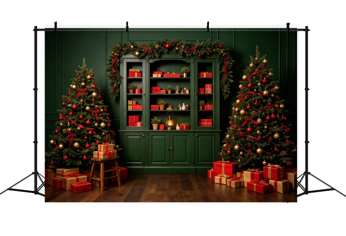 Fond Vert De Noël Vitrine À Cadeaux Fond De Noël Professionnel GQ69-11