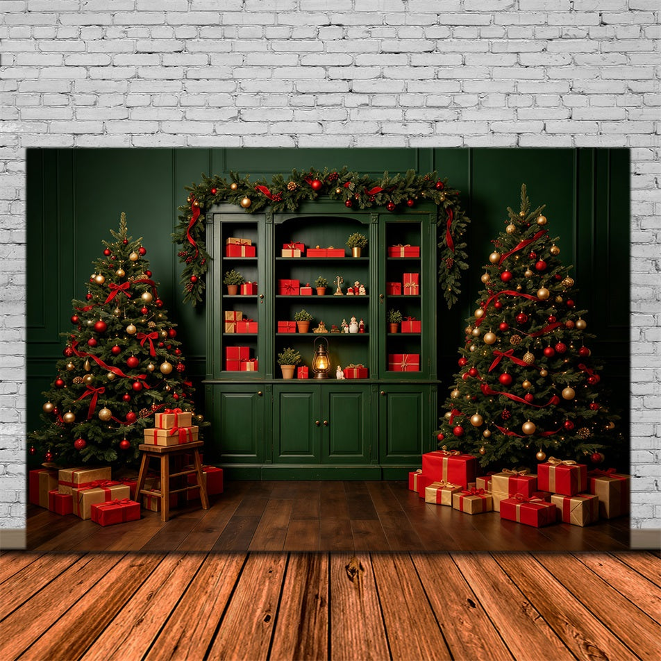 Fond Vert De Noël Vitrine À Cadeaux Fond De Noël Professionnel GQ69-11