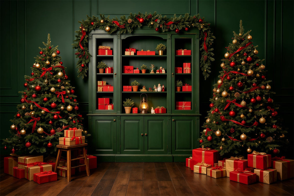 Fond Vert De Noël Vitrine À Cadeaux Fond De Noël Professionnel GQ69-11