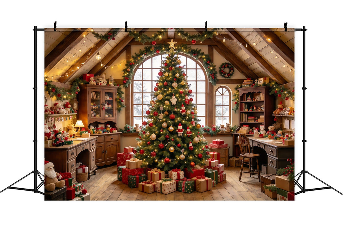 Fond Photo Atelier Père Noël Intérieur Salle Jouets GQ69-112