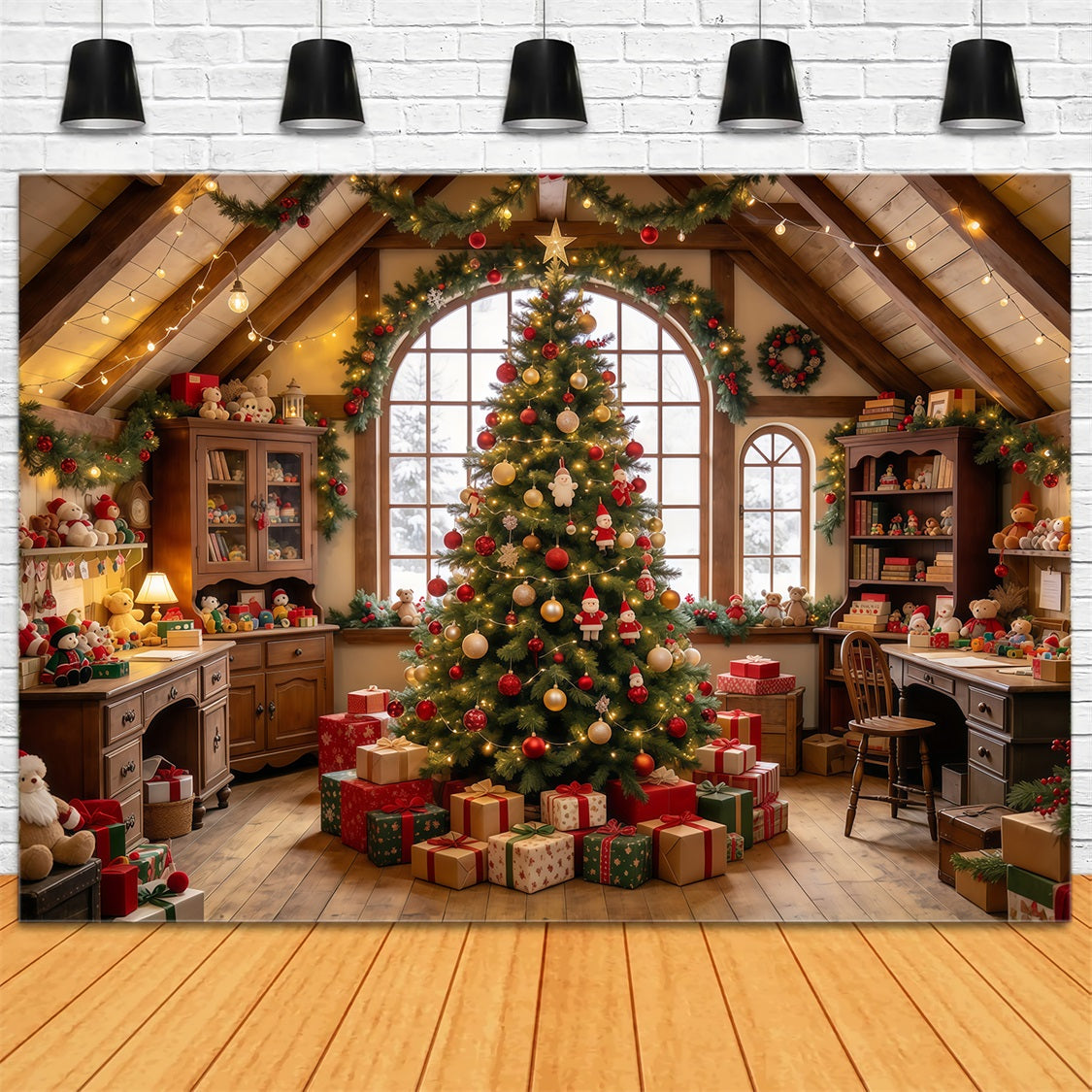 Fond Photo Atelier Père Noël Intérieur Salle Jouets GQ69-112