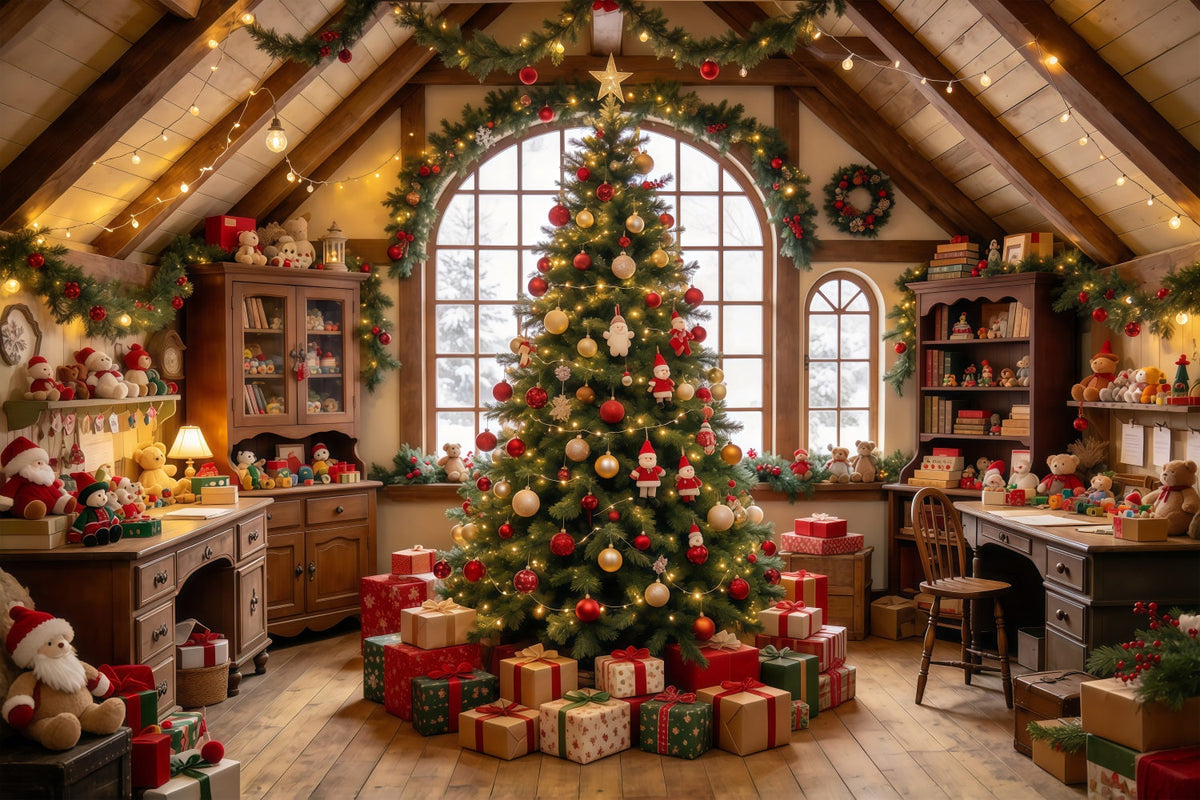 Fond Photo Atelier Père Noël Intérieur Salle Jouets GQ69-112
