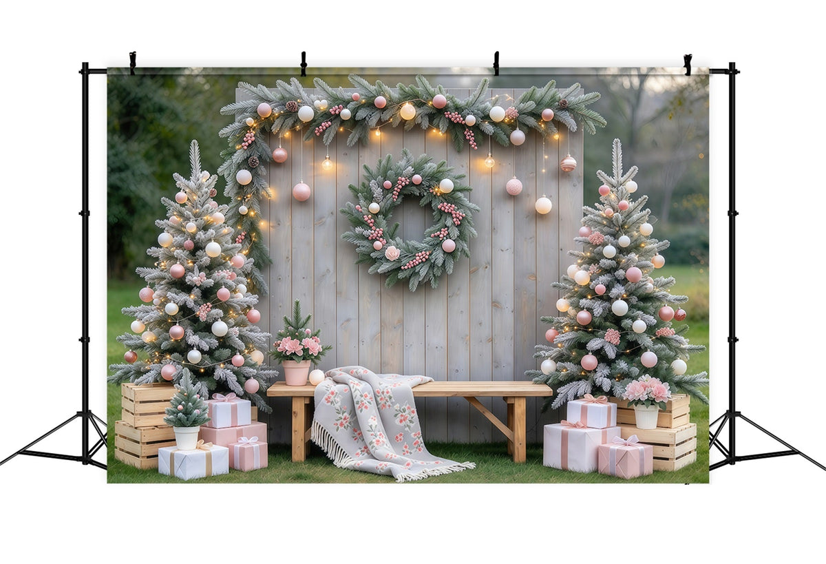 Fond Photo De Noël Jardin Ornements Rose Poudré GQ69-119