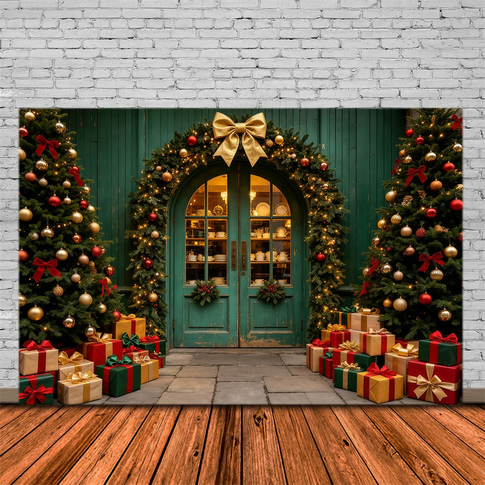 Décor De Magasin De Noël Entrée En Arc De Turquoise Avec Guirlande Décors De Noël GQ69-18