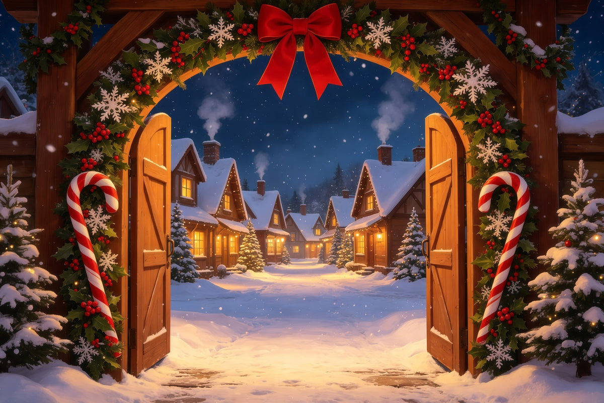 Décor De Noël Candyland Porte D'Entrée Du Village De Candy Cane Décors Photo De Noël GQ69-20