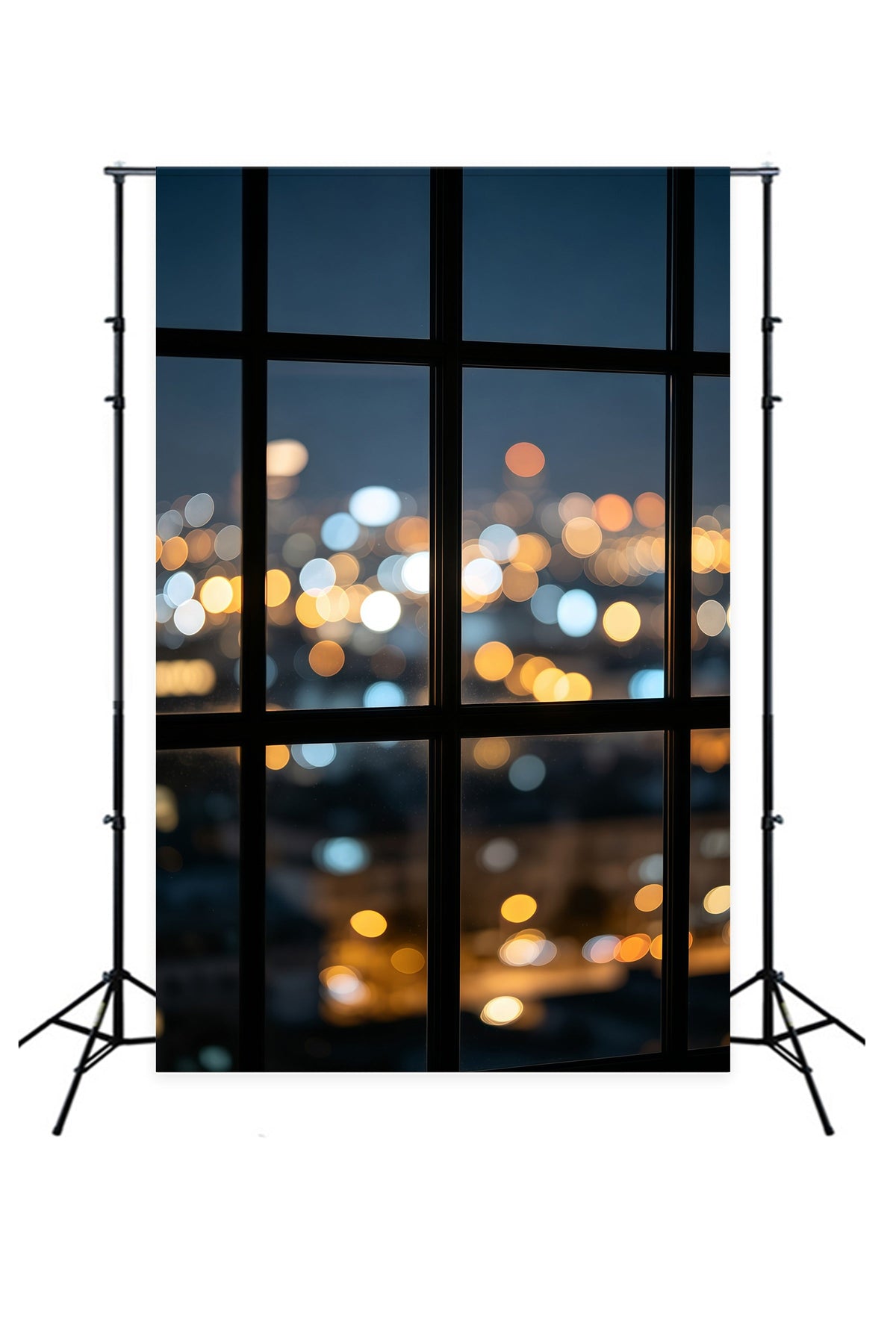 Fond Bokeh De Noël Vue Nocturne Sur La Ville Depuis La Fenêtre Décor Photographique De Noël GQ69-24