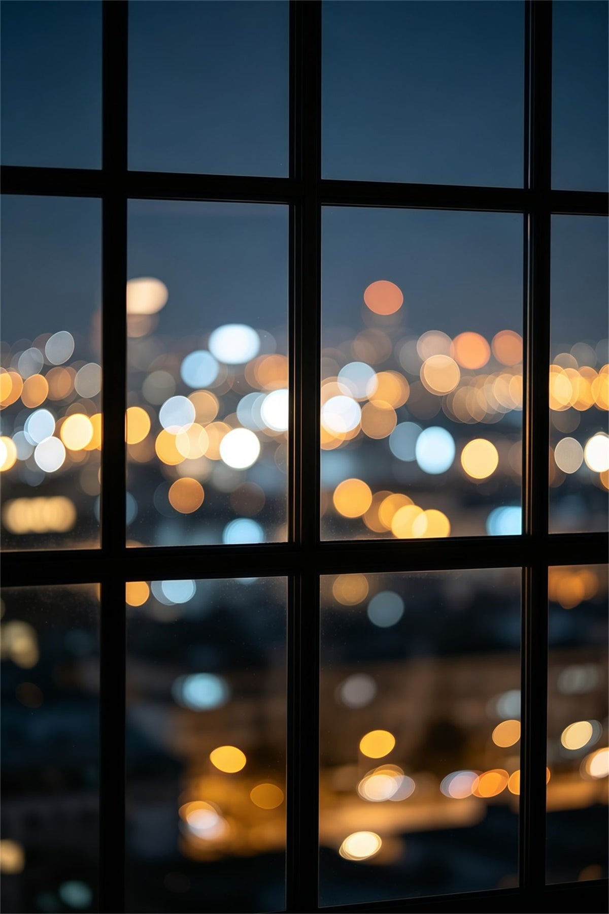Fond Bokeh De Noël Vue Nocturne Sur La Ville Depuis La Fenêtre Décor Photographique De Noël GQ69-24
