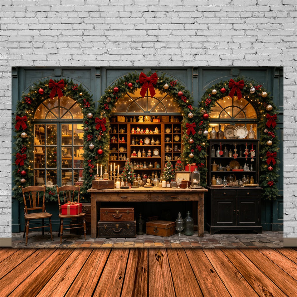 Décor De Vitrine De Noël Vitrine De Guirlande De Magasin D'Antiquités Décor Mural De Noël GQ69-29