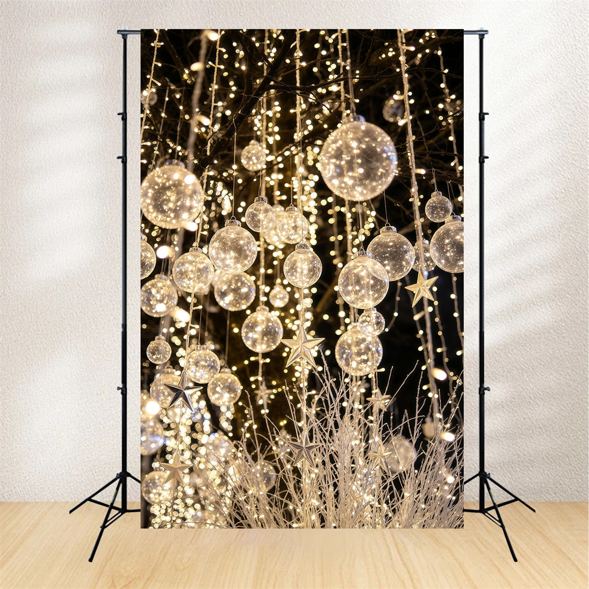 Fond De Lumières De Noël Ornement En Cristal Lumineux Décors Photographiques De Noël GQ69-30