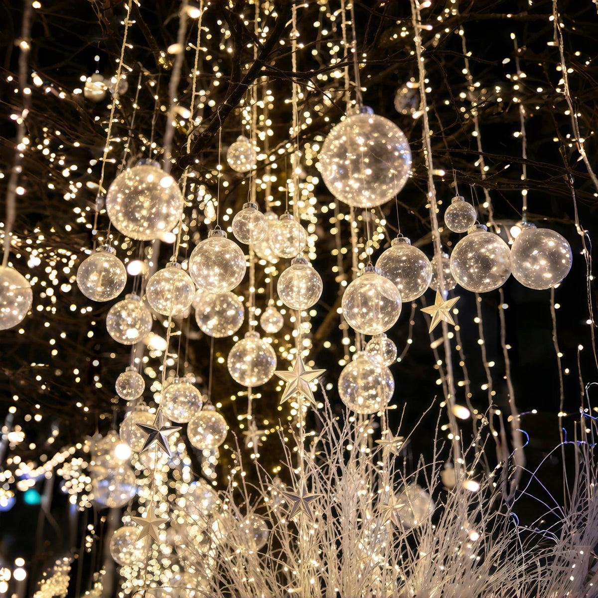 Fond De Lumières De Noël Ornement En Cristal Lumineux Décors Photographiques De Noël GQ69-30