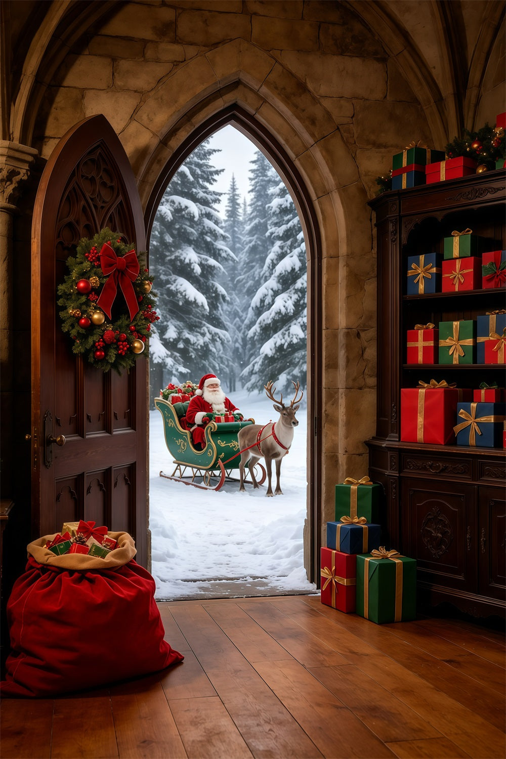 Décor De Noël Du Père Noël Arche Gothique Entrée D'Hiver Grand Décor De Noël GQ69-31