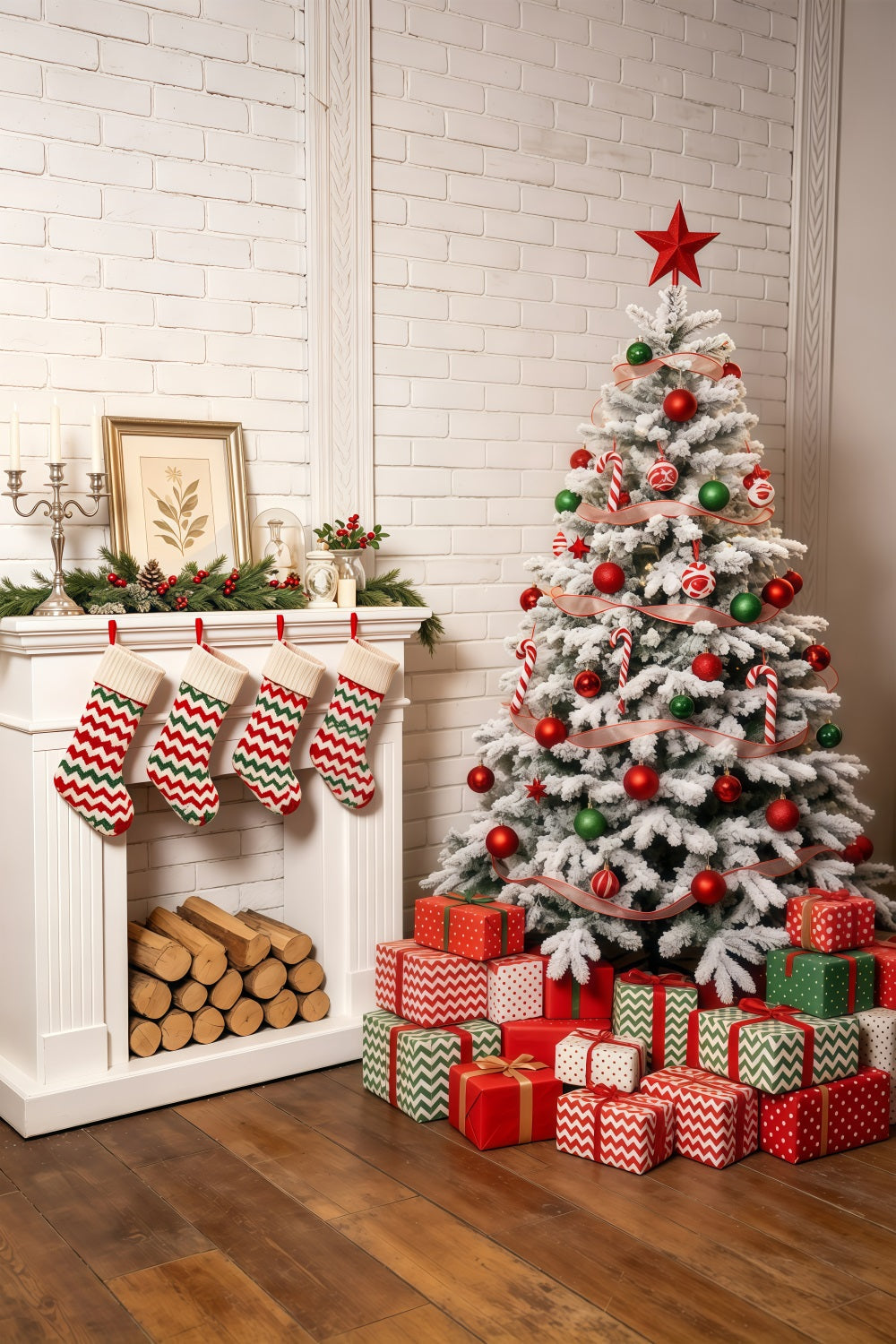 Décor De Noël Chaleureux Décoration De Cheminée Verte Décor De Noël Pour Studio GQ69-44