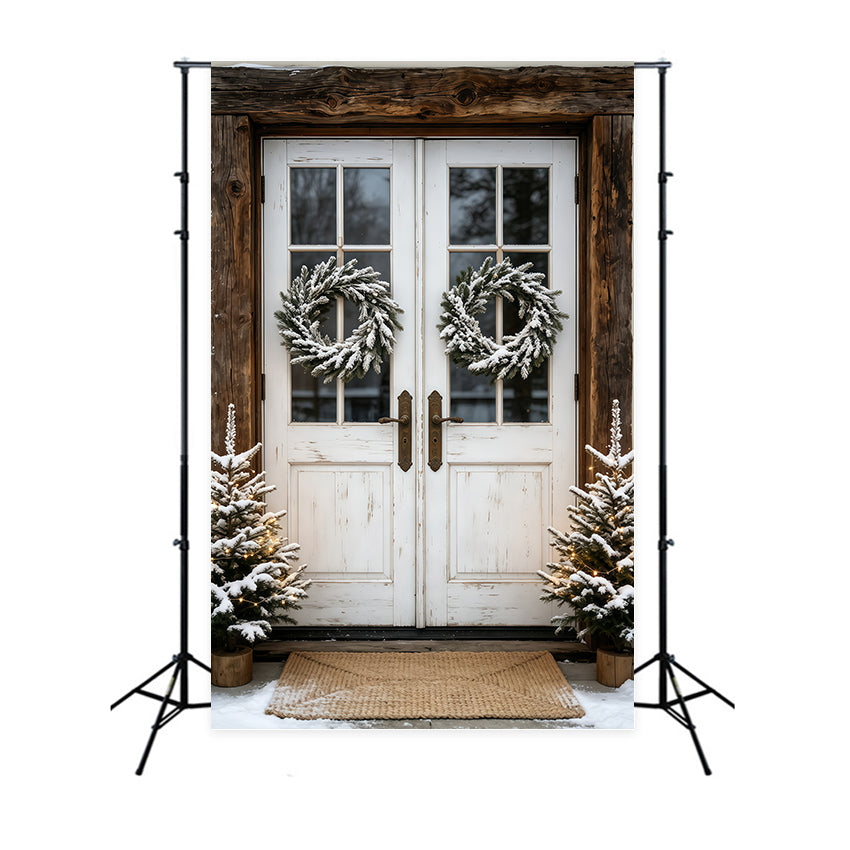 Décor De Noël Extérieur Couronne De Porte Double Enneigée Décors De Noël Pour Studio GQ69-45