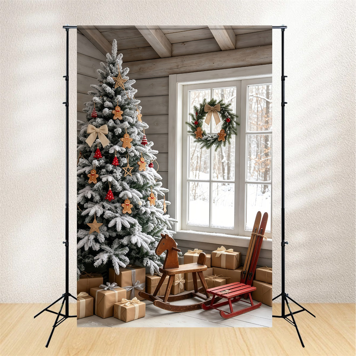 Décor De Cabane De Noël Chambre De L'Arbre En Pain D'Épice Enneigé Décor Intérieur De Noël GQ69-48