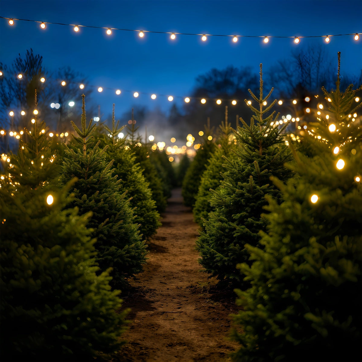 Fond De Sapin De Noël Allée Nocturne Des Pins Décors De Noël D'Intérieur GQ69-49