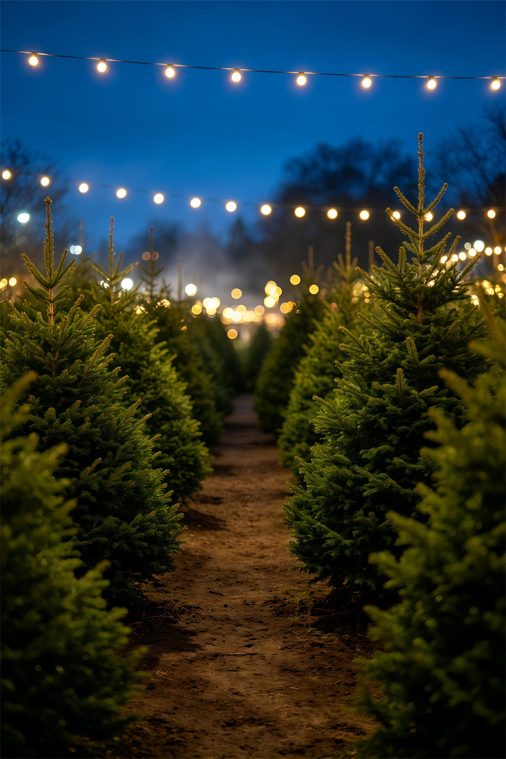 Fond De Sapin De Noël Allée Nocturne Des Pins Décors De Noël D'Intérieur GQ69-49