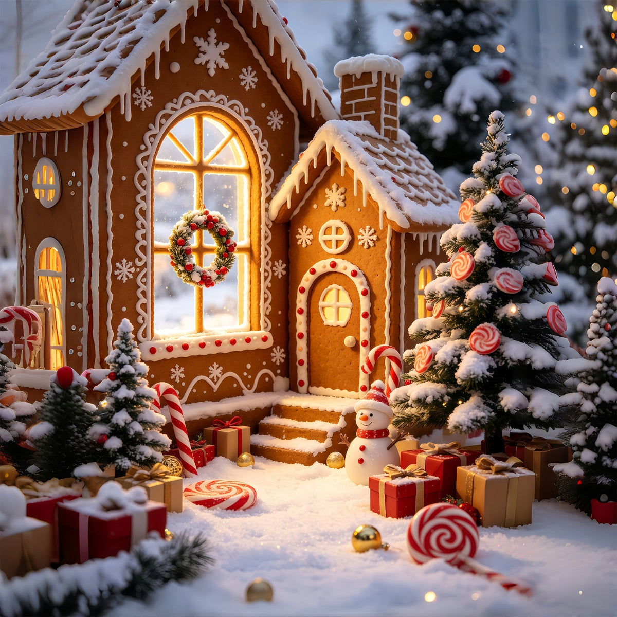 Décor De Noël En Pain D'Épice Village De Bonbons Du Chalet Enneigé Décors De Noël GQ69-57