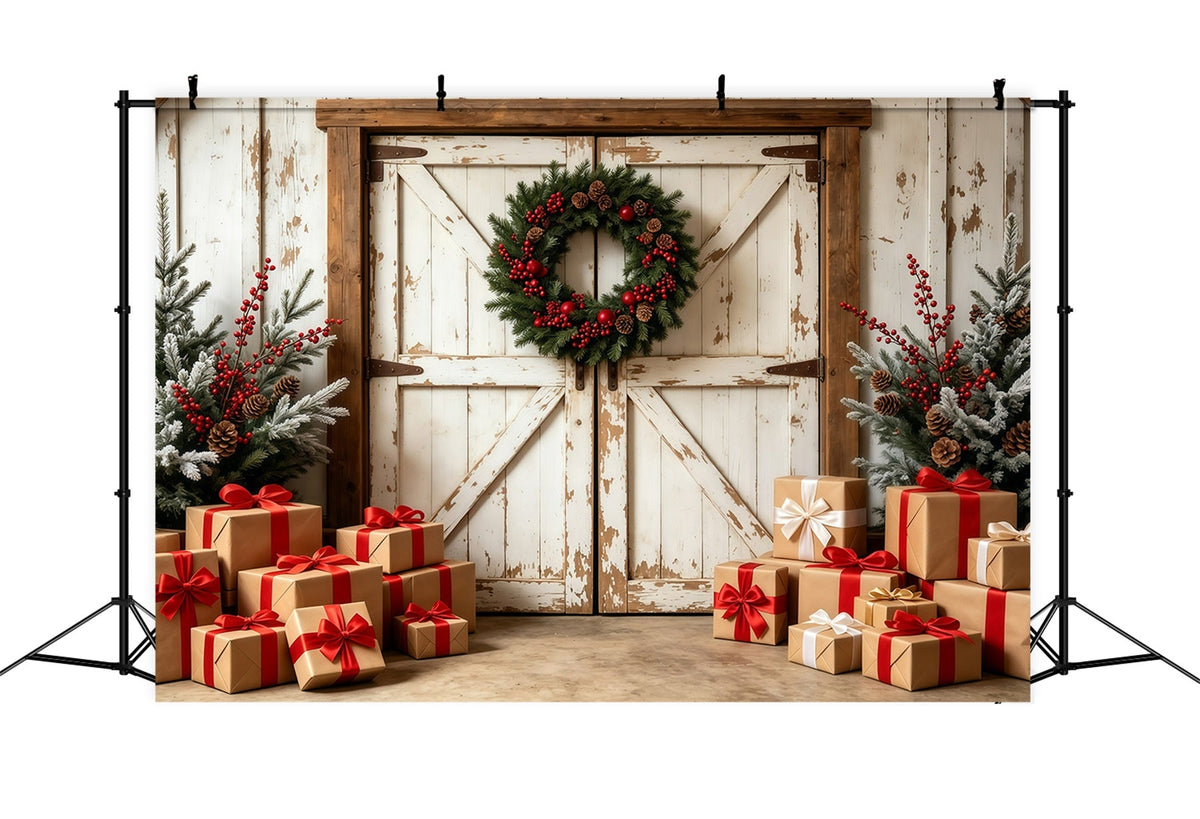 Décor De Porte De Grange De Noël Coffrets Cadeaux Rustiques De Grange Décors De Noël Pour Studio GQ69-6
