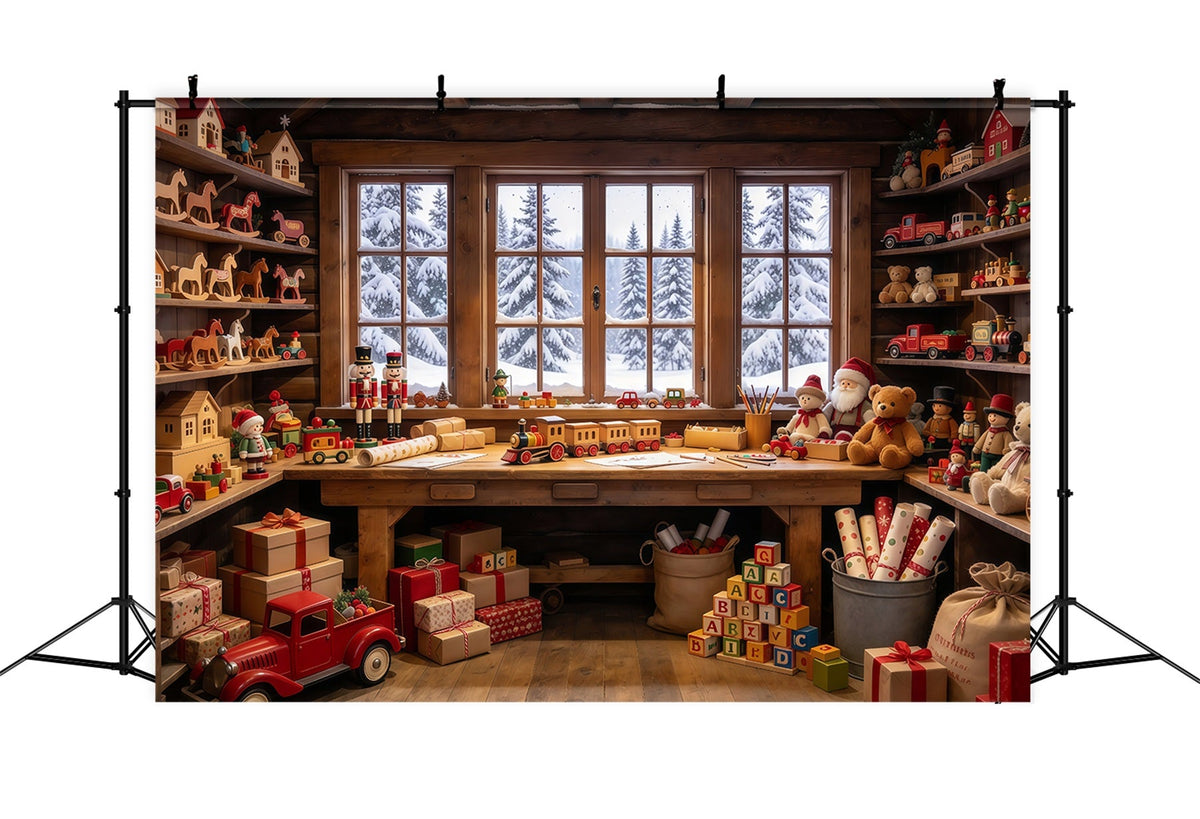 Fond Photo De Noël Atelier Jouets Bois Nuit Avant Noël GQ69-72
