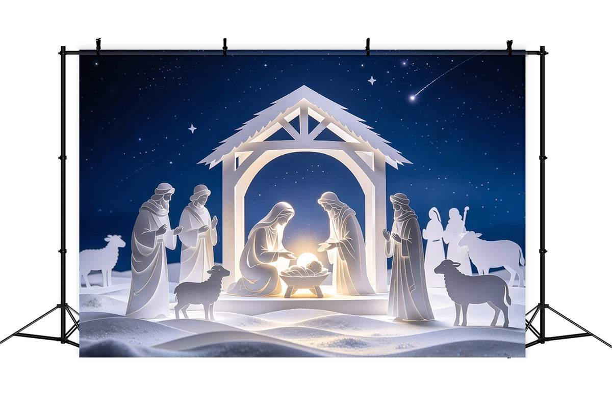Fond De Noël Chrétien Crèche Nuit Papier Découpé Gothique GQ69-75
