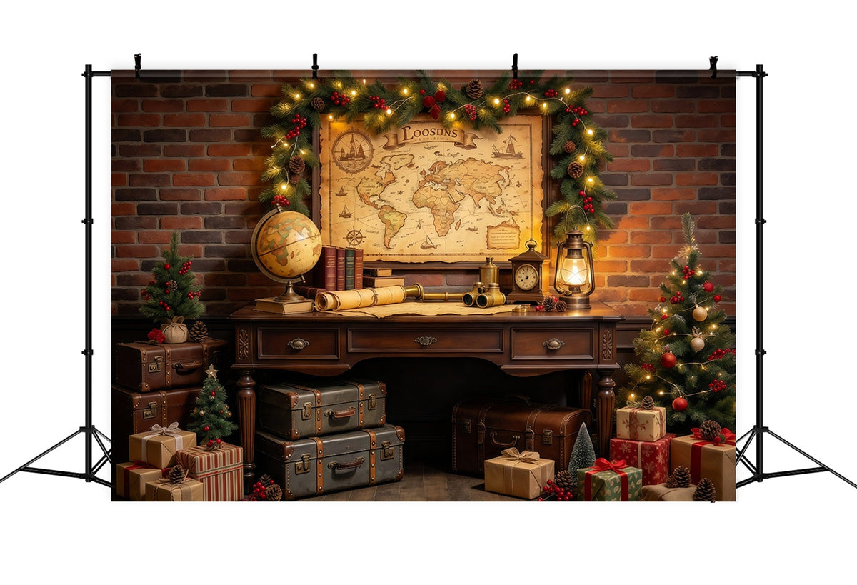 Fond De Noël Autour Du Monde Carte Voyage Vintage GQ69-82