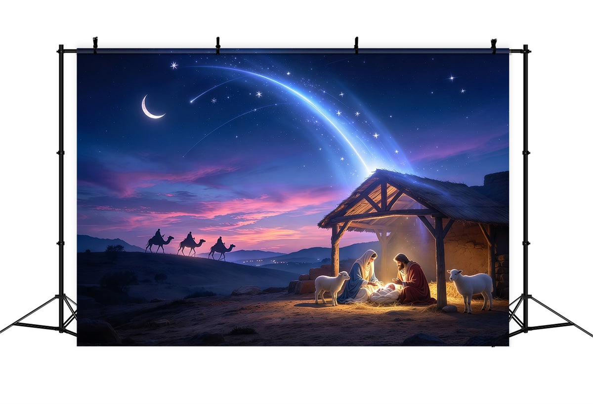 Fond De Crèche De Noël Désert Nuit Étoilée Bethléem GQ69-91