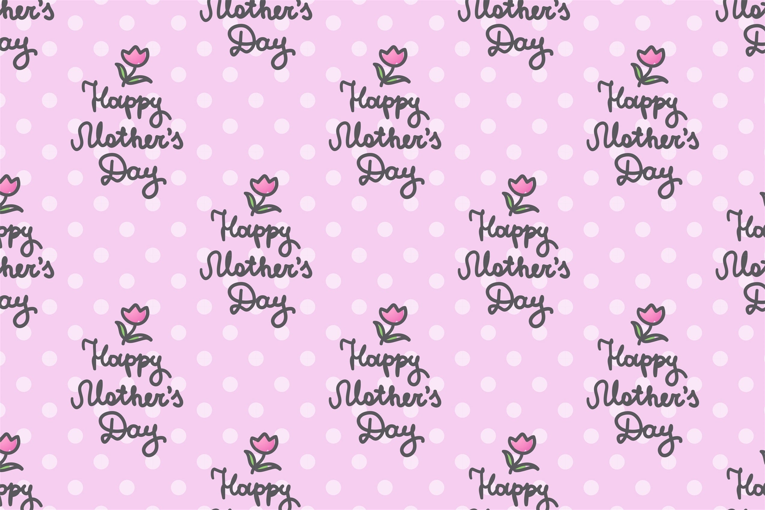Toile de fond Fête des Mères Personnalisable Pois Roses Tulipes CJJ3-177