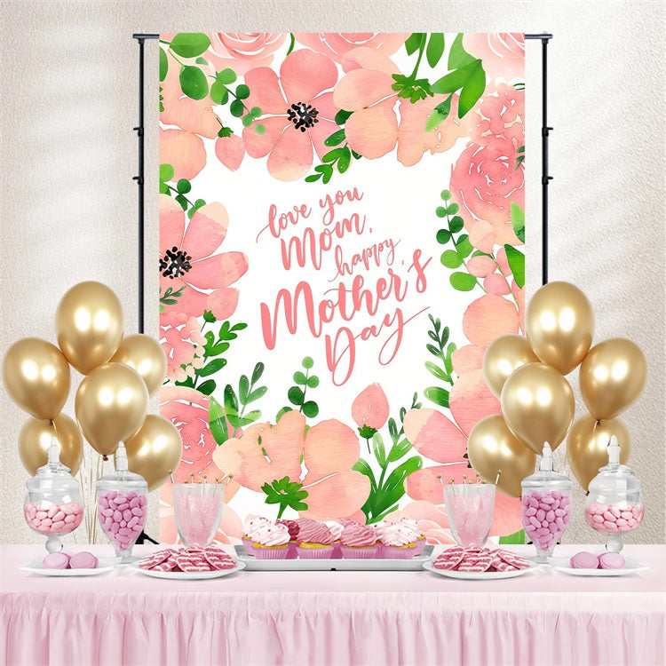 Toile de fond Fête des Mères Personnalisable Floral Rose Romantique CJJ3-196