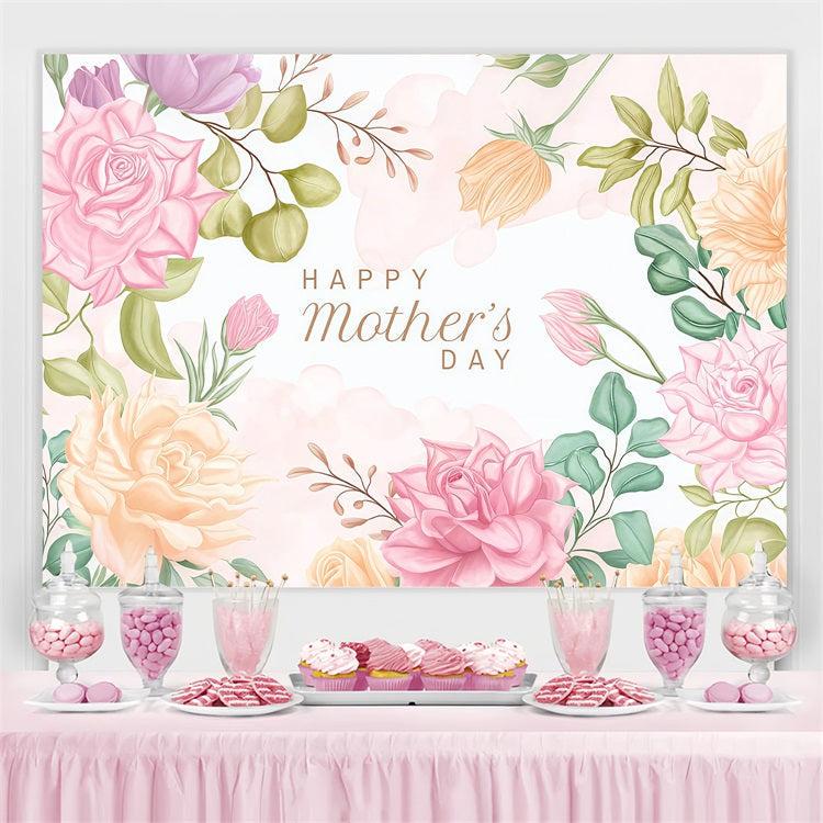 Toile de fond Fête des Mères Personnalisable Fleur Aquarelle Artistique CJJ3-204