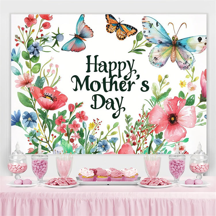 Toile de fond Fête des Mères Personnalisable Papillon Floral Maman CJJ3-205