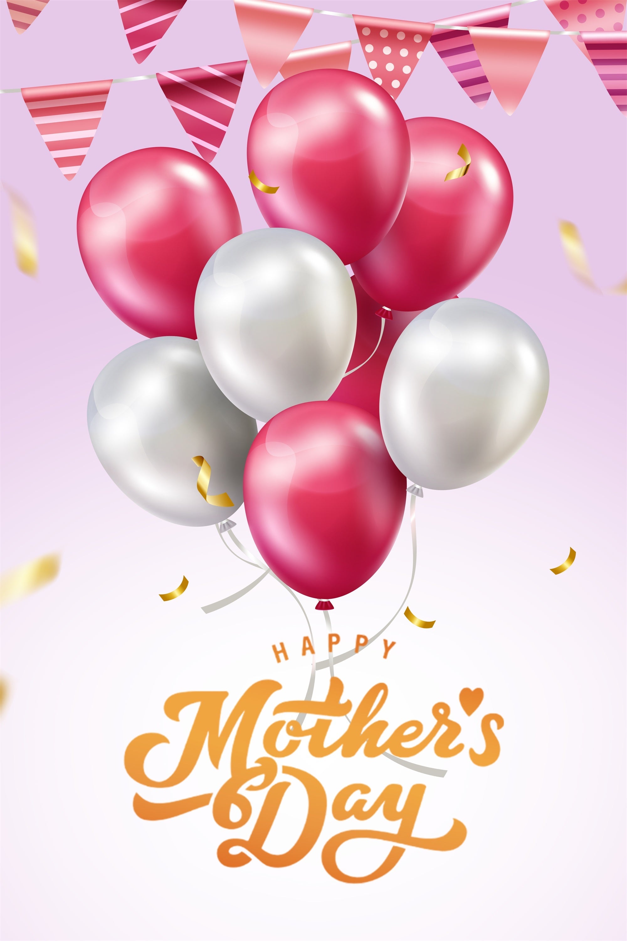 Toile de fond Fête des Mères Personnalisable Ballons Argent Rose CJJ3-209