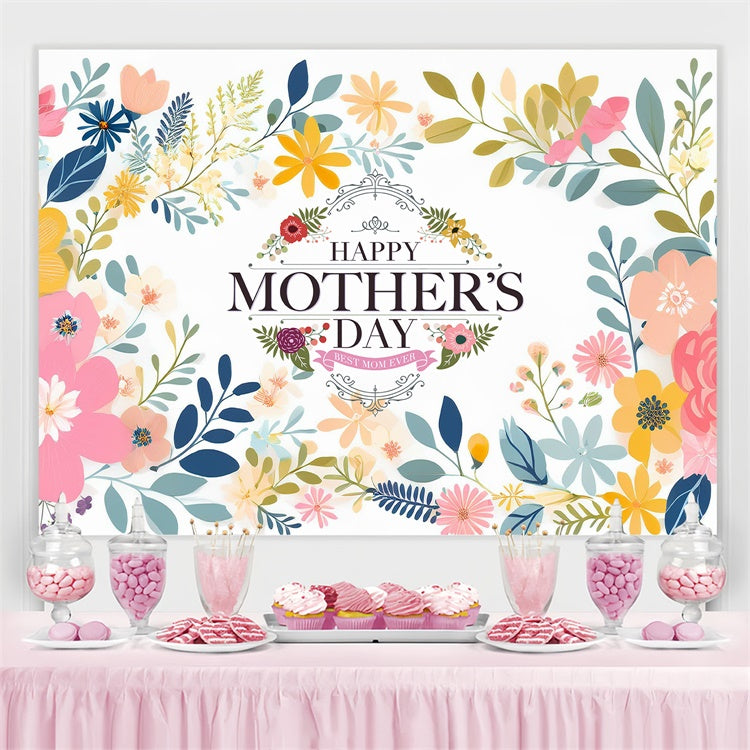 Toile de fond Fête des Mères Personnalisable Cadre Floral Délicat GTY3-220