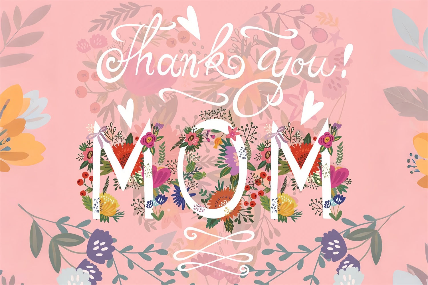 Toile de fond Fête des Mères Personnalisable Gratitude Florale Pastel GTY3-223