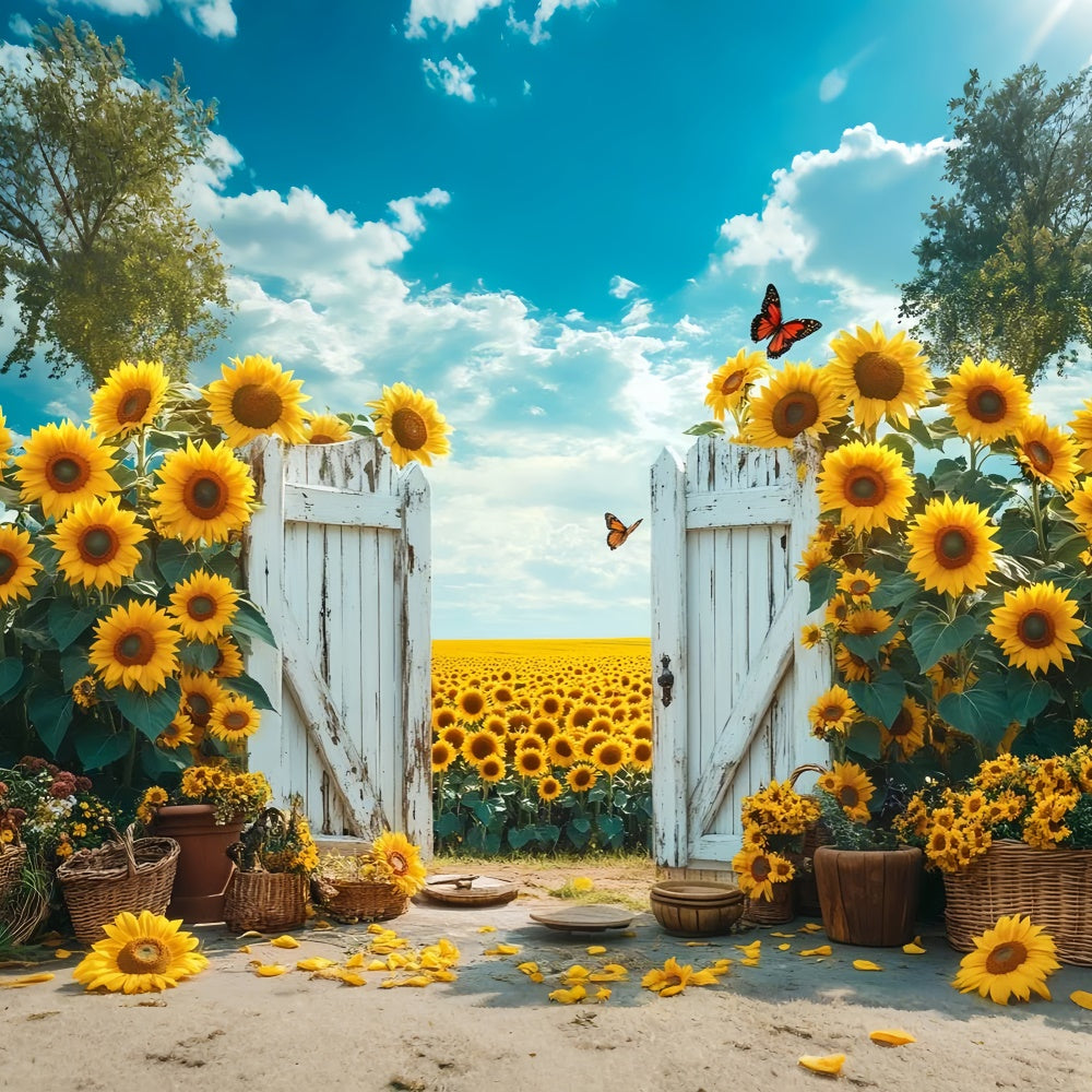 Toile de fond Été Portail de Tournesols Fleurs GTY3-398