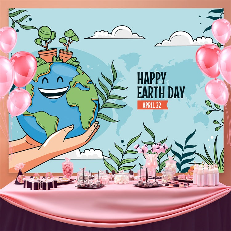 Toile de fond Joyeuse Journée de la Terre Terre Souriante Mains Tenant GTY3-46