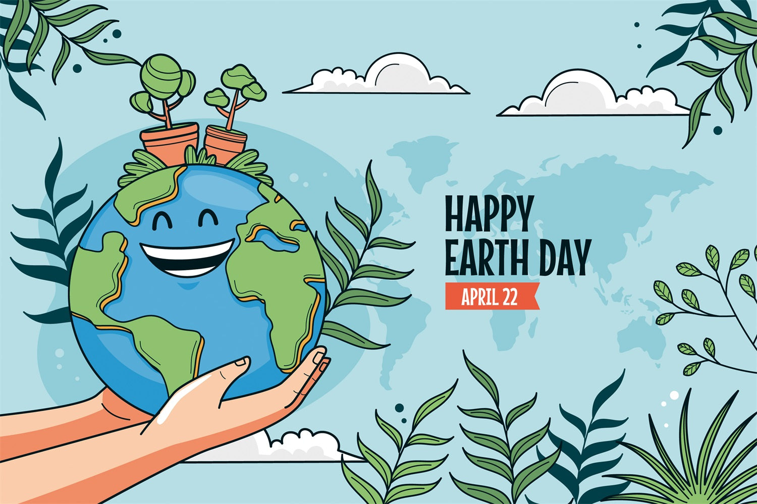 Toile de fond Joyeuse Journée de la Terre Terre Souriante Mains Tenant GTY3-46