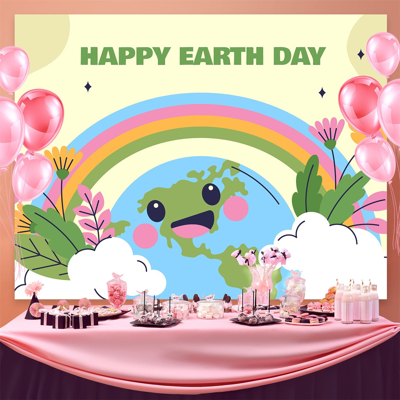Toile de fond Joyeuse Journée de la Terre Adorable Planète Terre Florale GTY3-47