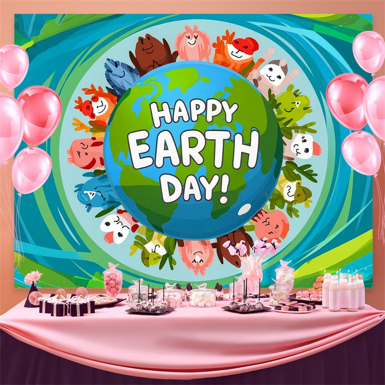 Toile de fond Joyeuse Journée de la Terre Amis des Animaux Protégeant Terre GTY3-50