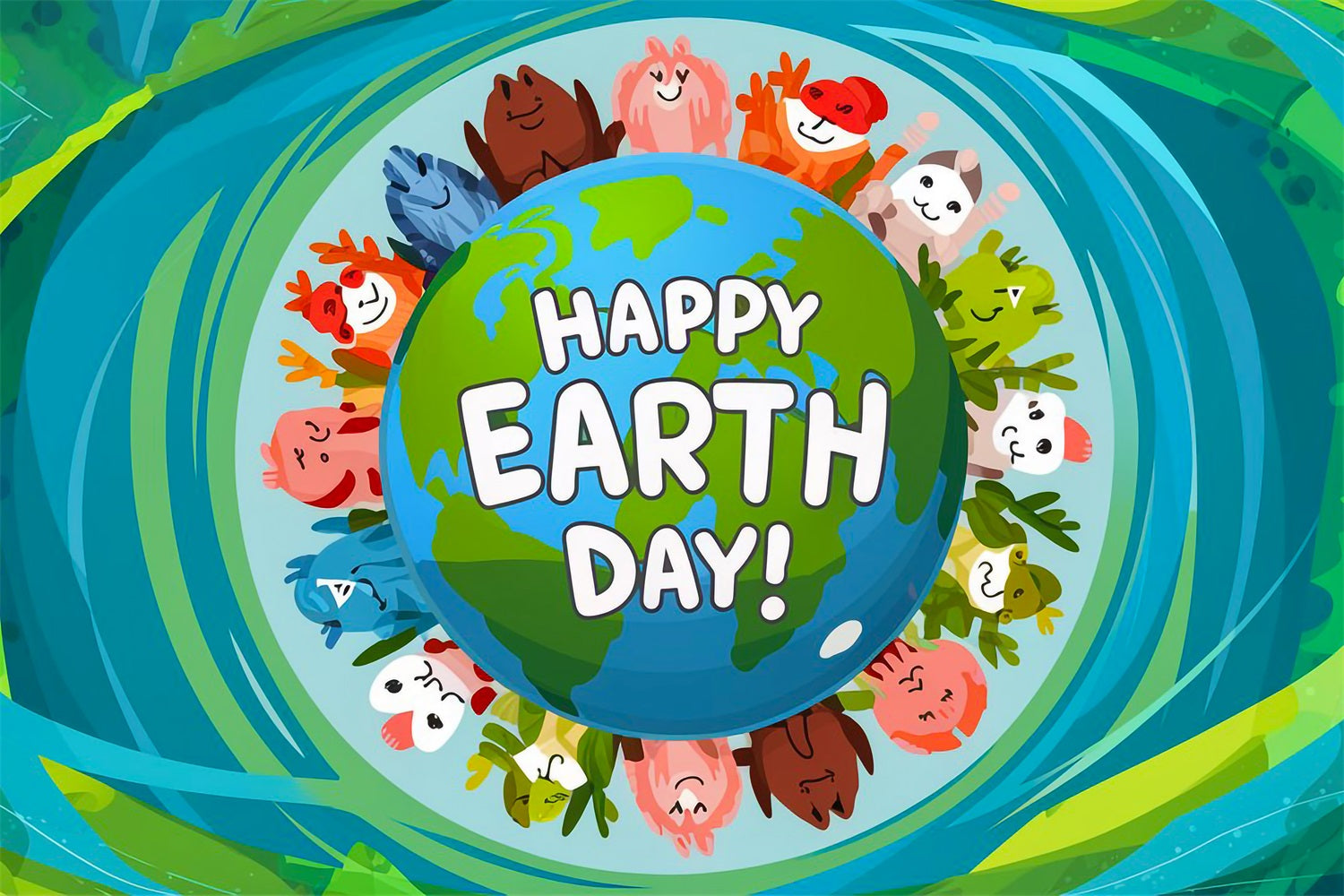 Toile de fond Joyeuse Journée de la Terre Amis des Animaux Protégeant Terre GTY3-50